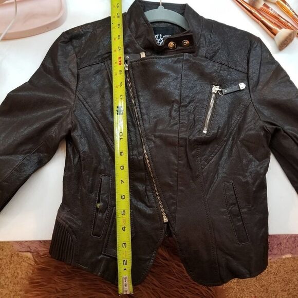 Vero Moda Brown Leather Moto Jacket - Picture 12 of 16